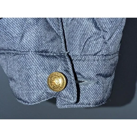 Tommy Hilfiger Womens Medium Quilted Jacket Gold Snap Buttons Zipper Gray - Picture 10 of 16